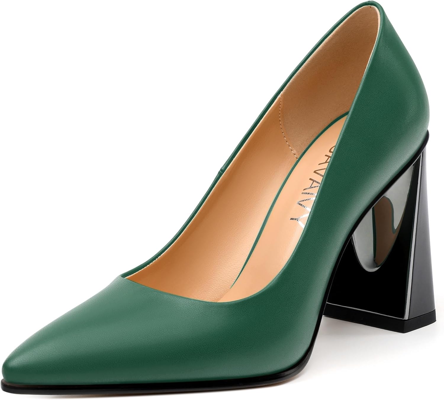 Womens Pumps, Pointed Closed Toe High Heels, Slip On Fashion Chunky Heel Work Dress Office Wedding Party Shoes