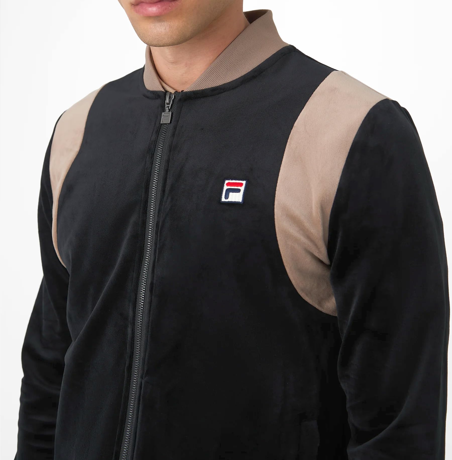 FILA Adriano Tracksuit, (FAM1088-83071) Black/Taupe, Tuta retro completa ciniglia uomo