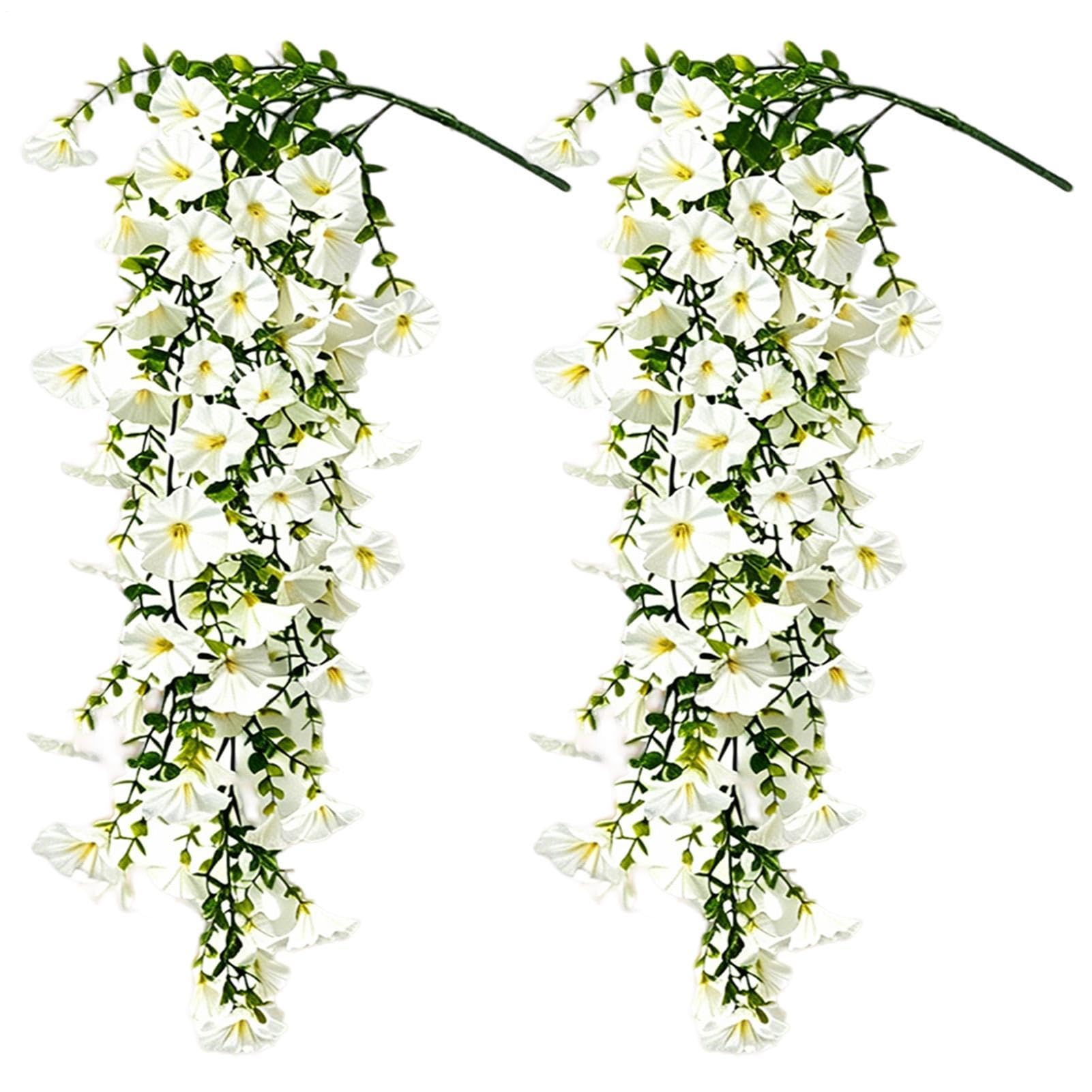 Flores artificiales para exteriores 2 piezas de campanillas falsas de seda para jardín
