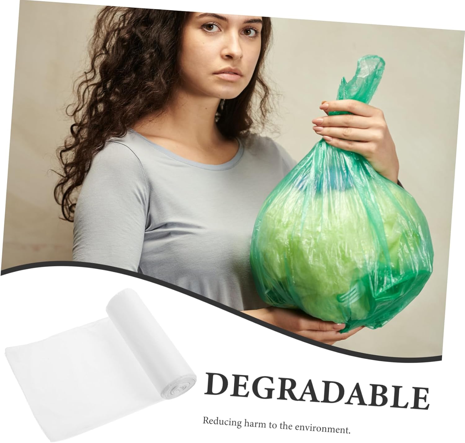 8rolls Biodegradable Compost Bags Extra Thick Lawn Leaf Trash Bags Organic Waste Collection for Gardening and Planting