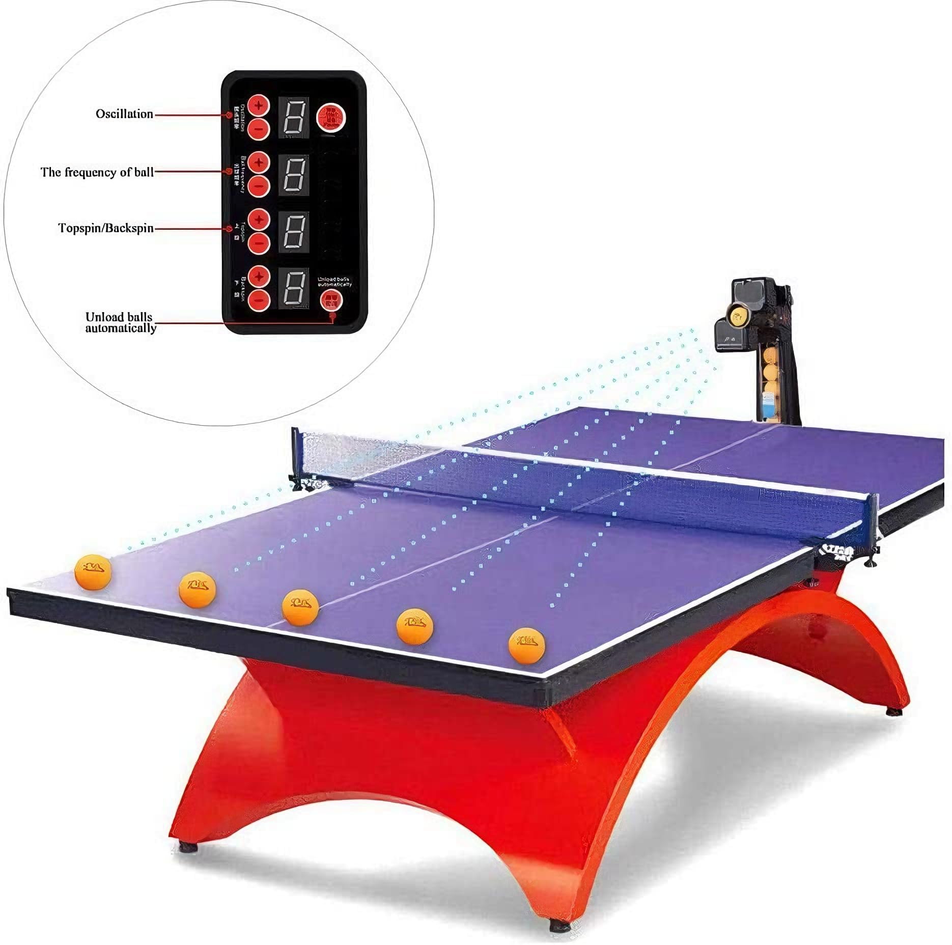 Tischtennisball Roboter Automatische Ping-Pong-Maschine mit Multi-Rotation und Ball-Recycling-Netz für effizientes Training und Übung, einfaches automatisches Servieren