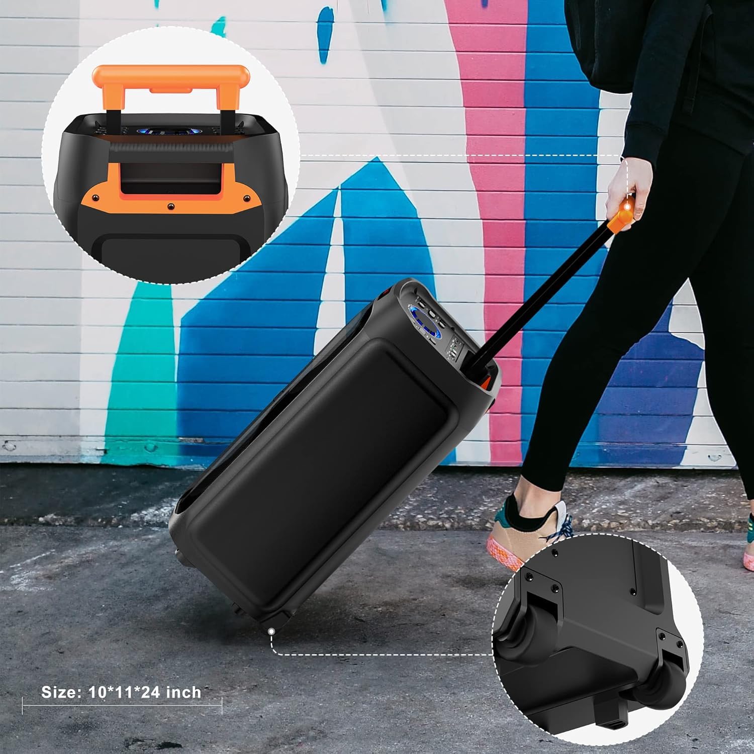 HWWR Machine Karaoke Adultes 2 Micro sans Fil, Puissance Max 500W Enceinte Bluetooth 5.3 Puissante avec Subwoofer 8", Système PA avec Lumières DJ, Idéal pour Les Fêtes en Plein Air