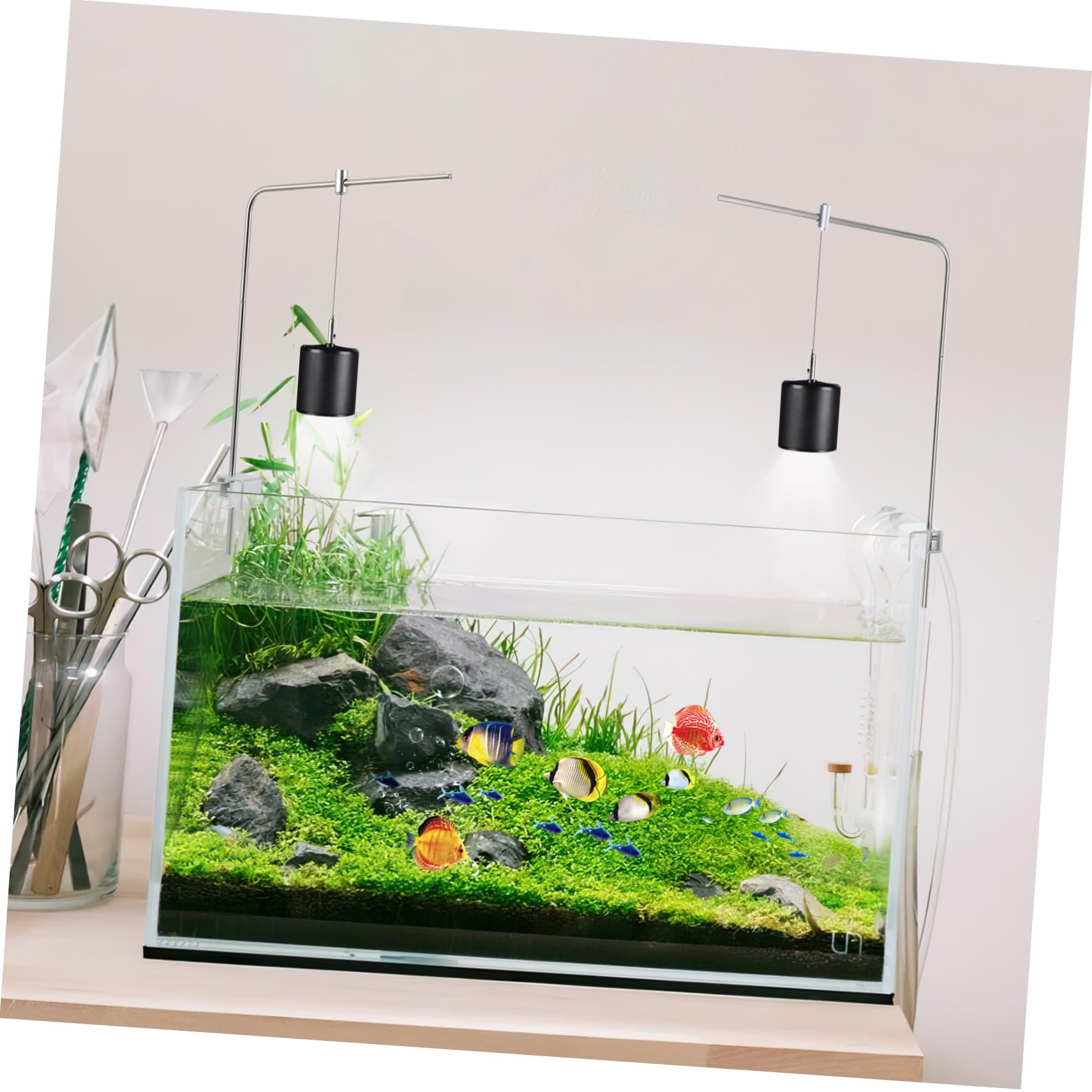 SHINEOFI 1 Satz Verstellbarer Aluminium Aquarium Lichtständer Aufhängung für Fischbehälter Halterung für LED Beleuchtung und Wasserpflanzen Kompakt und Stabil