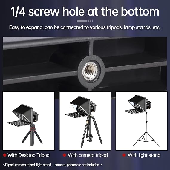 LENSGO 9.7 Teleprompter for Camera iPad Tablet Smartphone w/Remote Control, APP Compatible with iOS & Android System for Online Teaching Vlogger Live Streaming Interview, Fold in One Sec