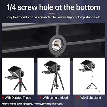 LENSGO 9.7 Teleprompter for Camera iPad Tablet Smartphone w/Remote Control, APP Compatible with iOS & Android System for Online Teaching Vlogger Live Streaming Interview, Fold in One Sec