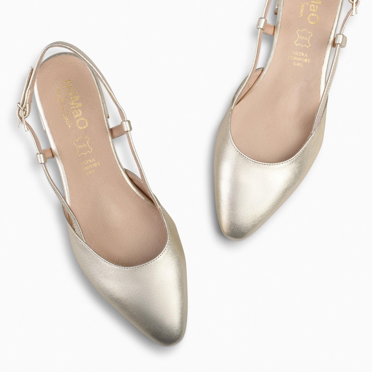miMaO. Zapatos Comodos tacón bajo Elegantes Destalonados de Piel para Mujer. Hecho en España