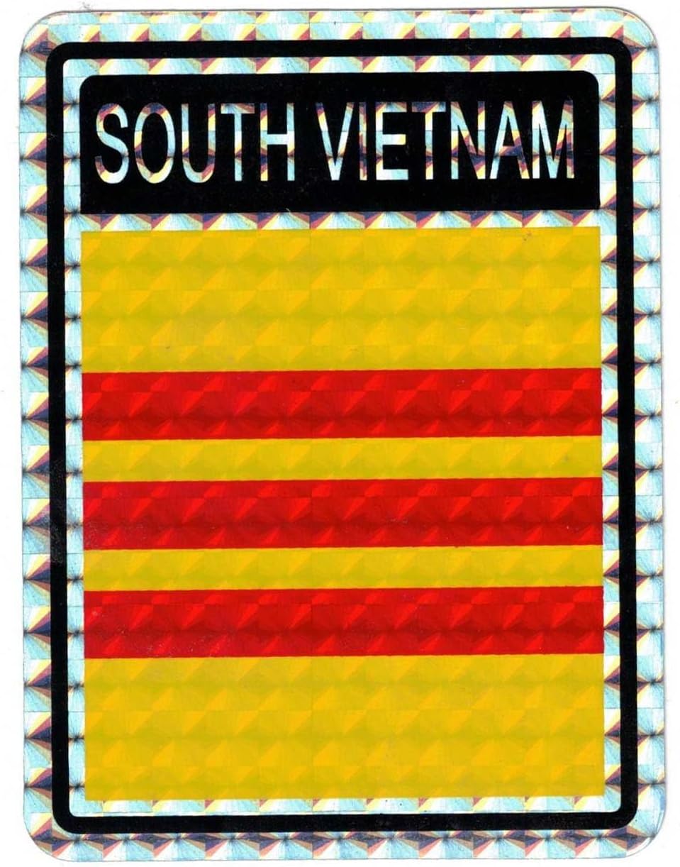 Pack of 50 South Vietnam Country Flag Reflective Decal Bumper Sticker DC-254