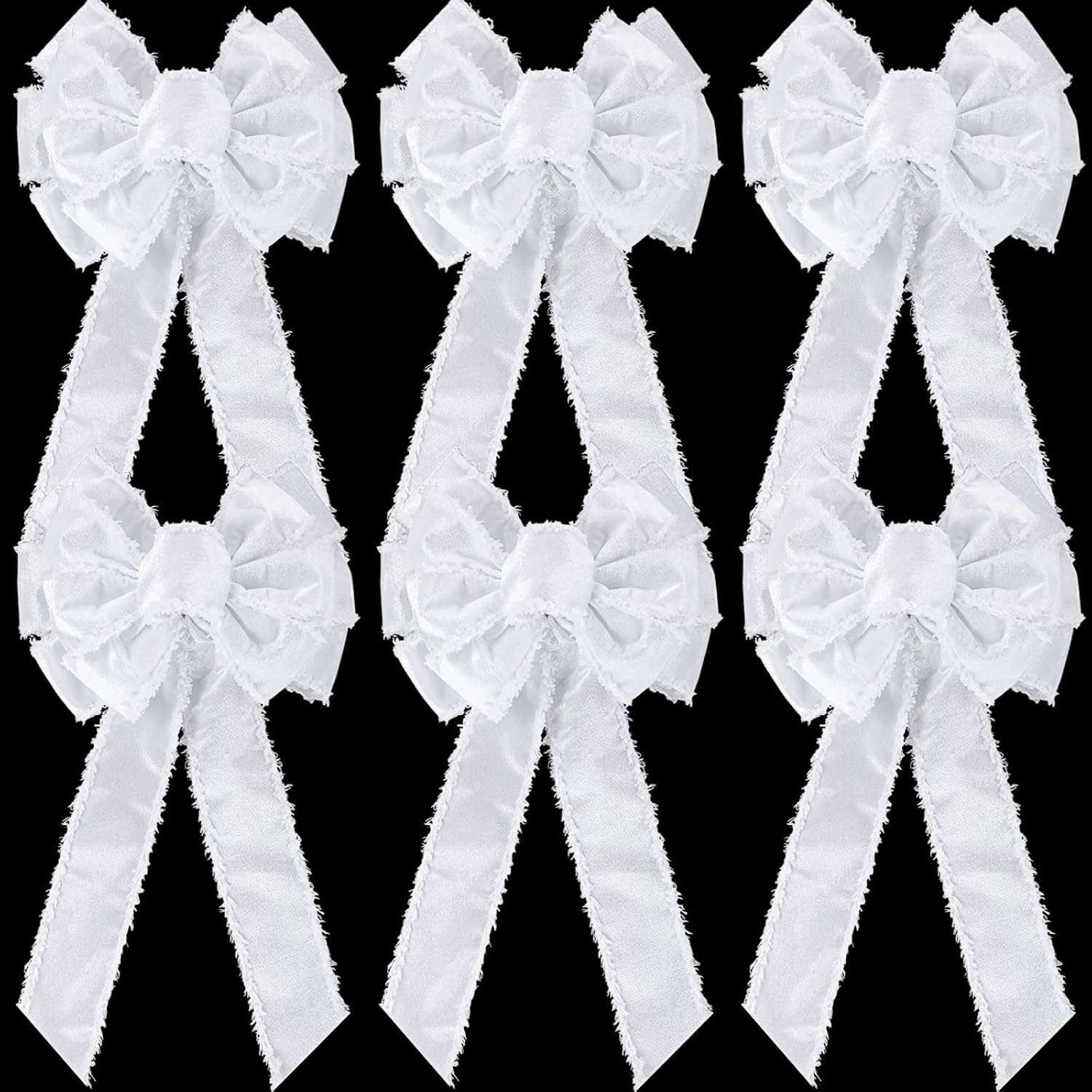 Unittype 6 Pieces Large Christmas Bow Outdoor Decoration 10 x 20 Inch Velvet Wired Ribbon Christmas Tree Topper Xmas Embellishment Craft Bow for Wreath Party Favors Indoor Home(White)
