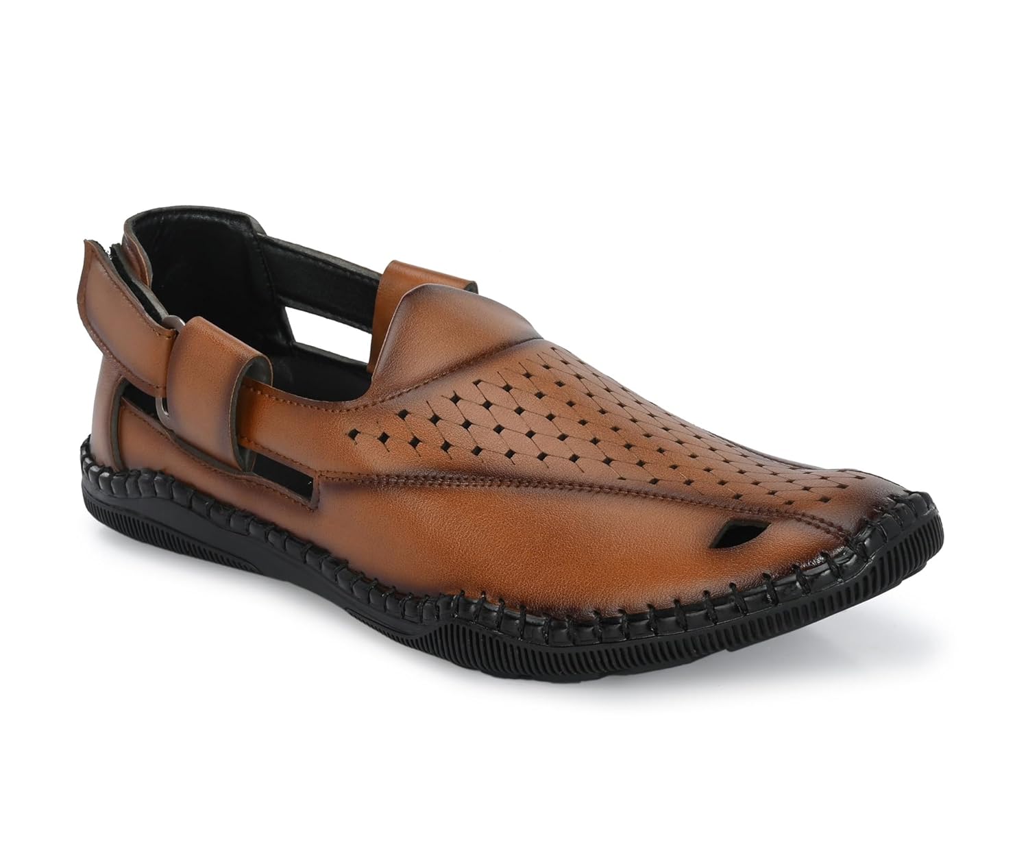 Rising Wolf Men’s Ethnic Synthetic Leather Peshawari Slip On Sandal | Shoes for Wedding|Party|Occasions|Fashion|Stylish|Outdoor|Lightweight|Shoes with TPR Sole