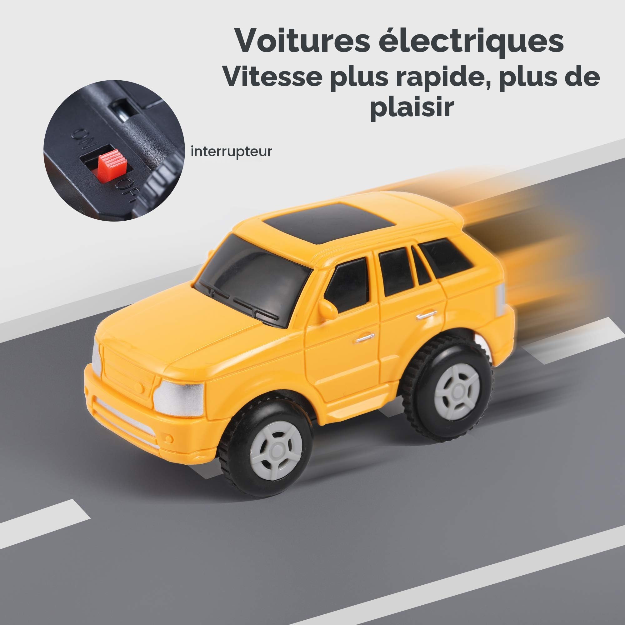 TUMAMA Circuit Voiture Electrique Enfant 3 4 5 6 7 8 Ans, Électrique Circuit De Course avec 8 Camions, Jouet Train Track Chantier Set, Flexibles Véhicules pour Garçons Cars Jeux Educatif Cadeau