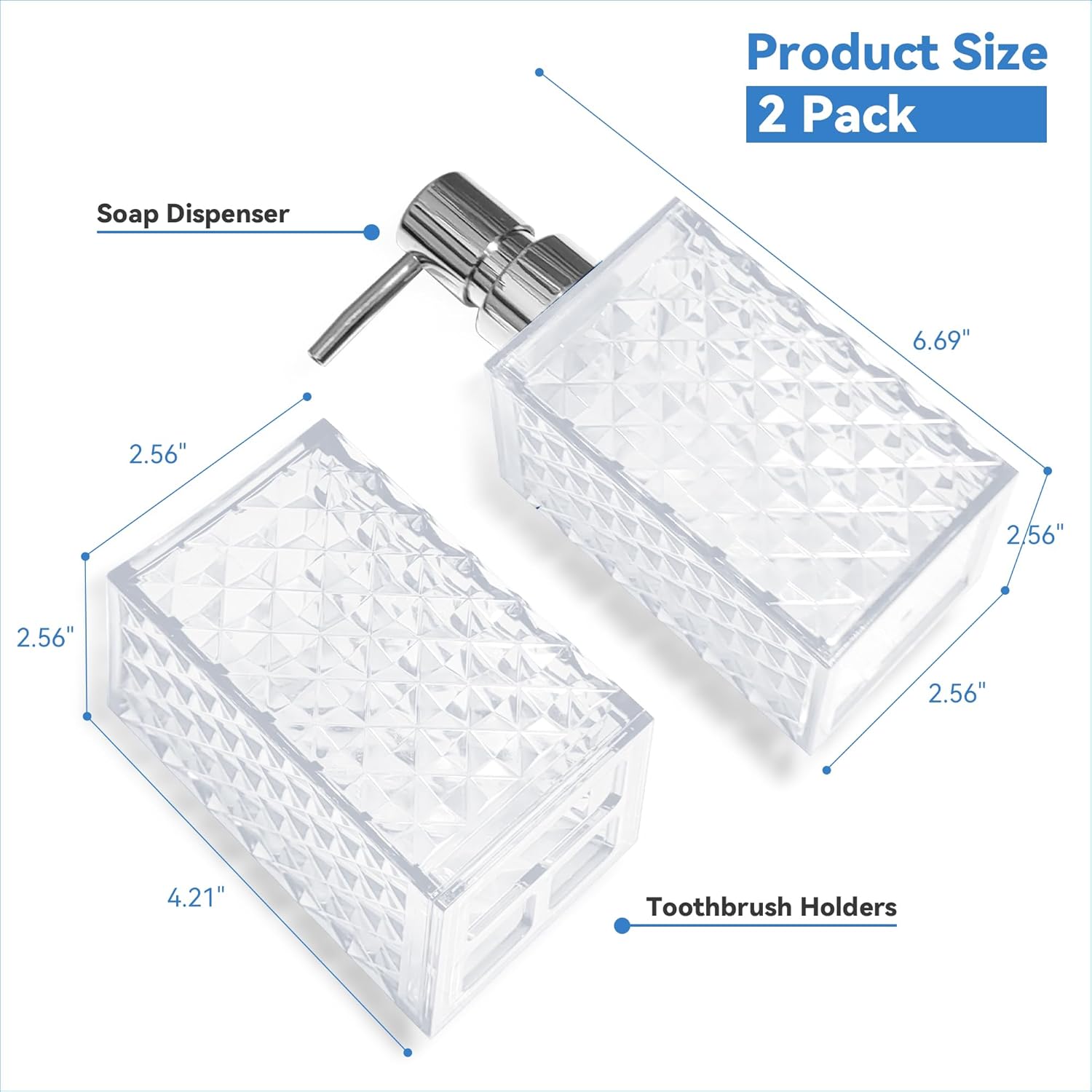 2PCS White Bathroom Accessories. Contain Soap Dispenser and Toothbrush Holder Set. Boho Bathroom Set for Blue Bathroom Décor - Image 3