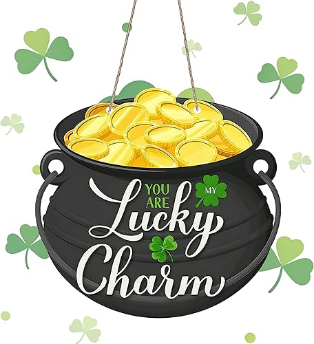 Miniatura 8 de Decoración de puerta del Día de San Patricio, trébol verde de granja, colgador de puerta de madera, corona de madera rústica de primavera, placa de