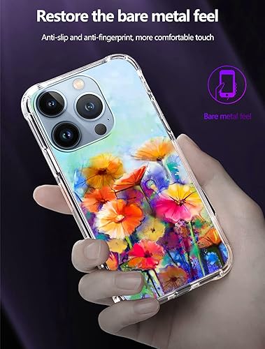 Miniatura 3 de Funda transparente compatible con iPhone 14 Pro, diseño floral abstracto de acuarela, funda para teléfono, TPU suave, a prueba de golpes,