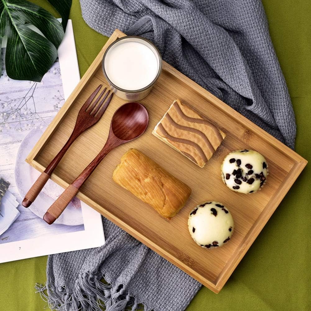 Josopa Serving Tray, Bamboo Tray Japanese Style Rectangular Tray Set for Food,Breakfast,Dinner,Coffee Table, Parties,Restaurants - Image 3