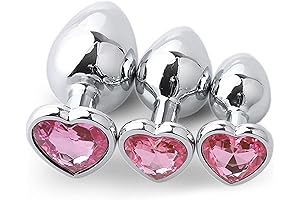 Light Pink Crystal Heart Metal Butt Plug