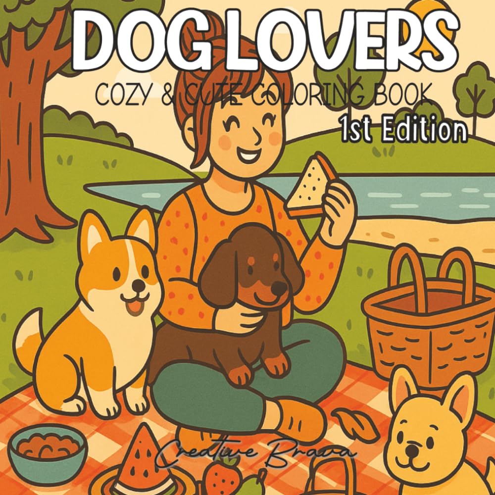 Dog Lovers Coloring Book: Kawaii, Cute, Easy & Bold Dog Coloring Pages for Relaxation and Fun