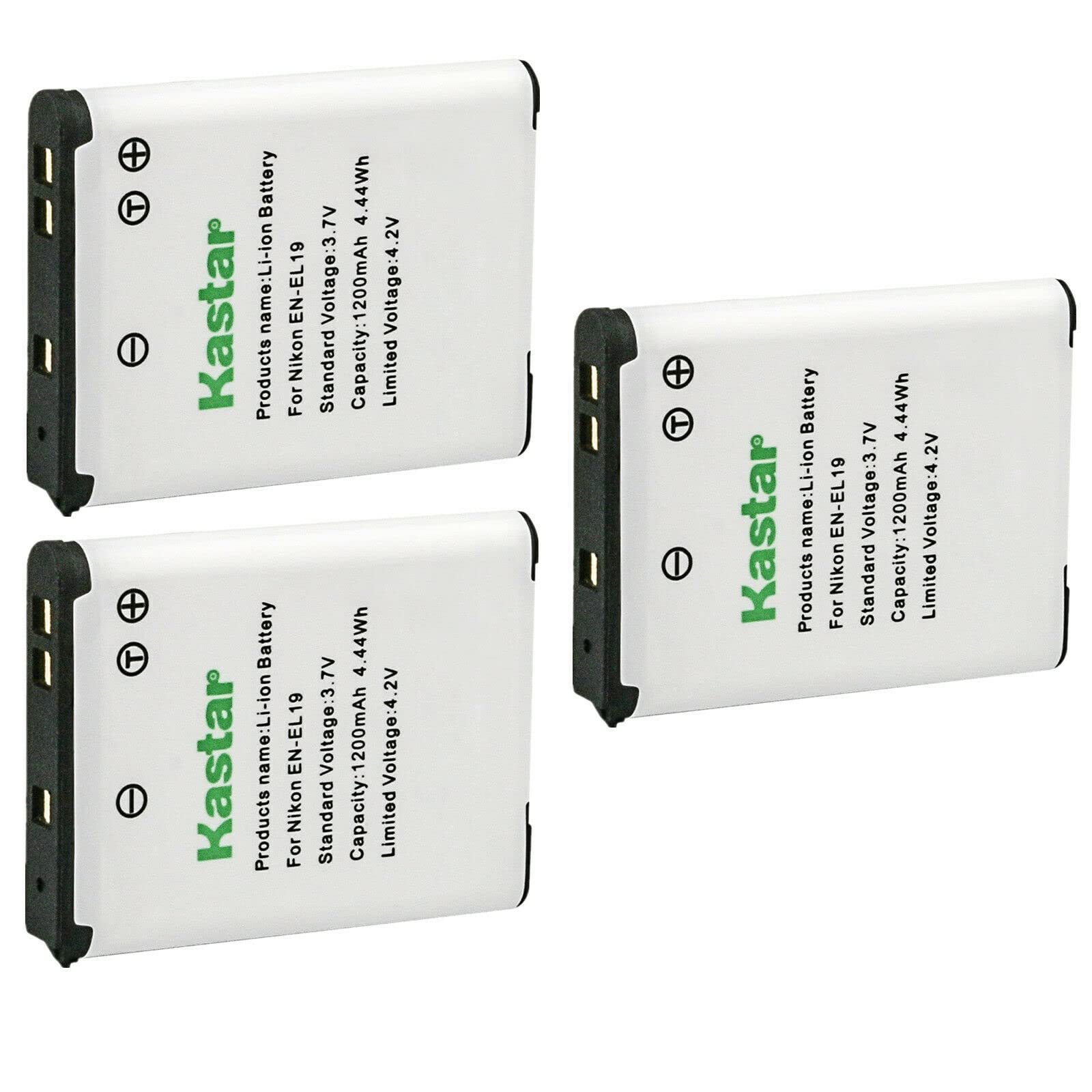 Kastar 3-Pack EN-EL19 Battery Replacement for Nikon Coolpix S100, Coolpix S2500, Coolpix S2550, Coolpix S2600, Coolpix S2700, Coolpix S2750, Coolpix