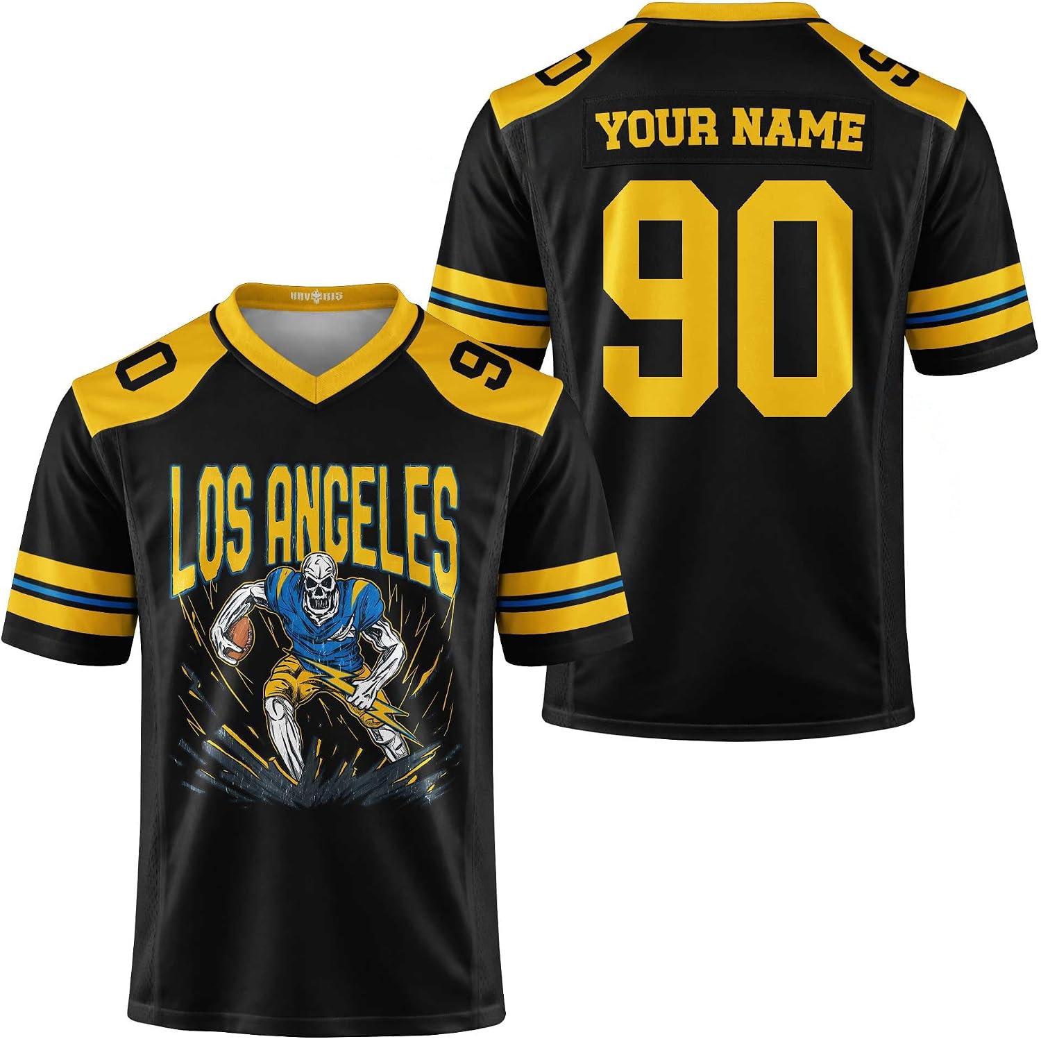 Custom Football Jersey Personalized Name Number Yellow Blue Game Day Fan Shirt for Men Women, Football Team Uniform Top