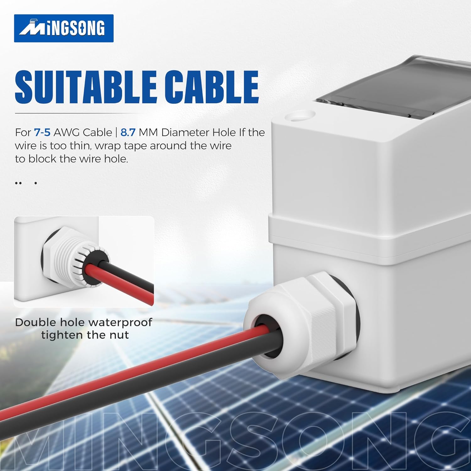 Solar Panels Disconnect Switch 20Amp DC Solar Shut Off Switch 400V 2 Poles Outdoor AC Small Miniature Circuit Breaker Box, IP65 Waterproof UV-Proof for PV Homes - Image 6