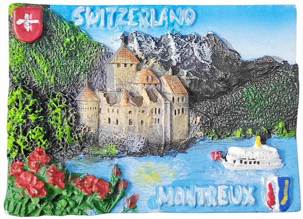 Magnete Frigorifero 3D Montreux Svizzera - Souvenir Di Viaggio In Resina, Fatto A Mano, Regalo Originale