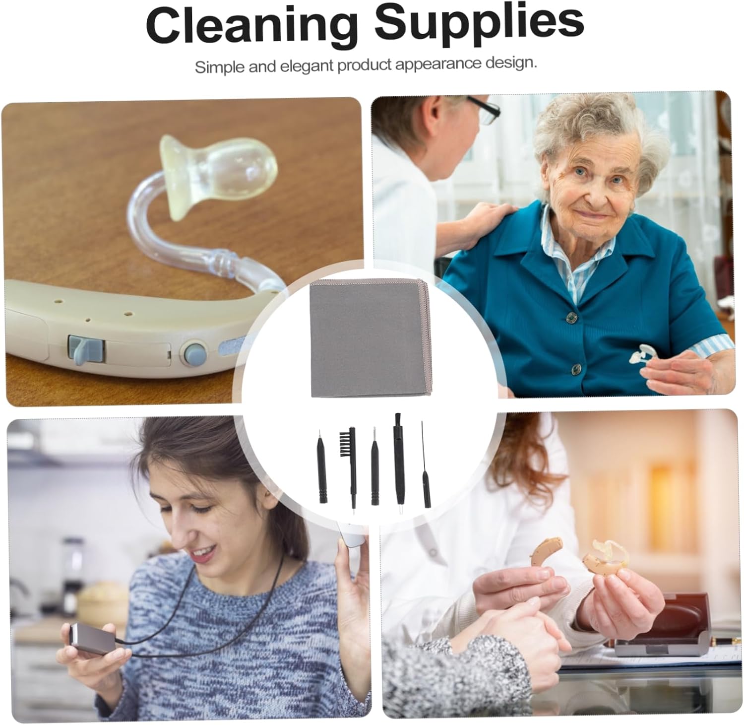 Hearing Aid Cleaning Kit 6-Piece Set Cleaning Brush Rod and Screwdriver for Hearing Amplifiers Suitable for Daily Maintenance and Care