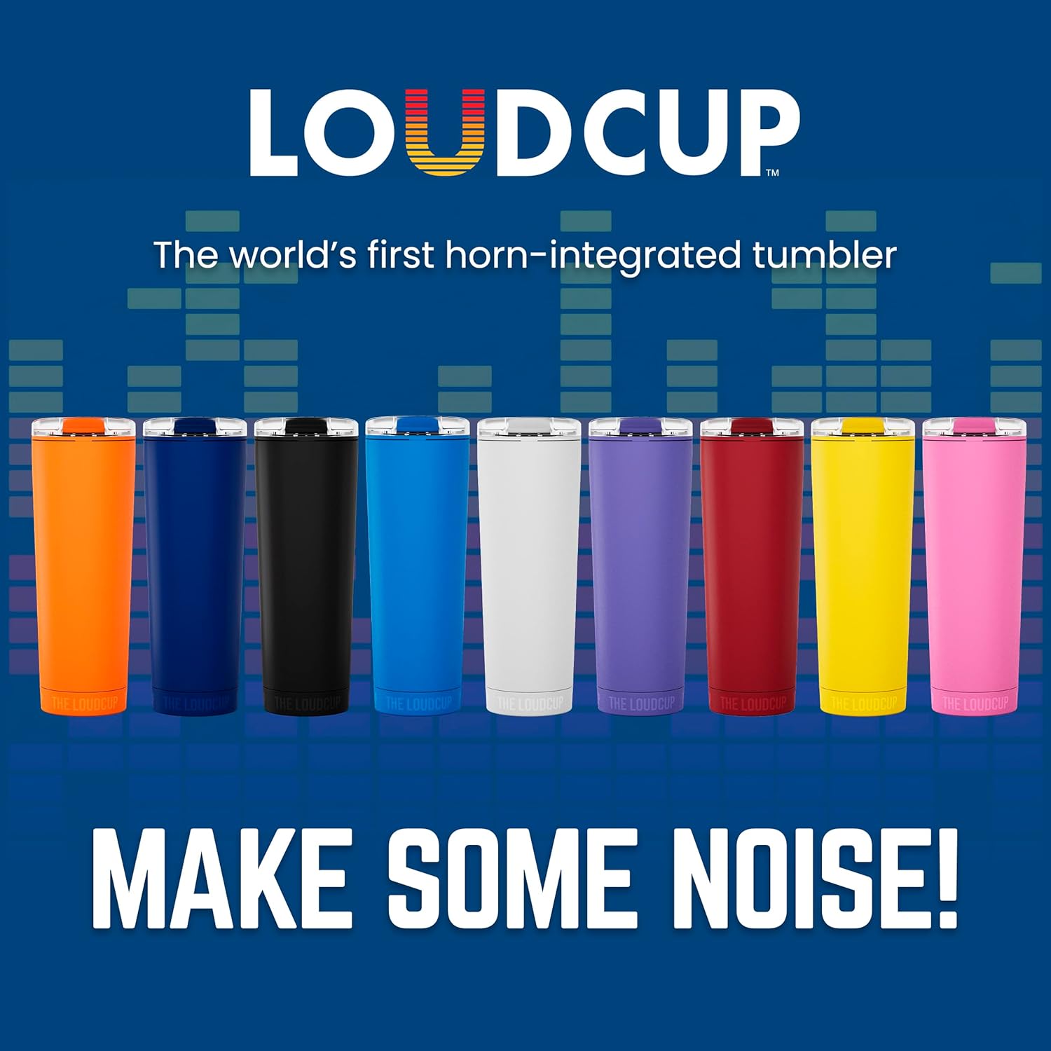 The LoudCup Blow Horn Tumbler, Cheer & Sip 2-in-1 Reusable Water Bottle with Built-In Horn for Sports Games, Tailgates, Parties & Events, BPA-Free