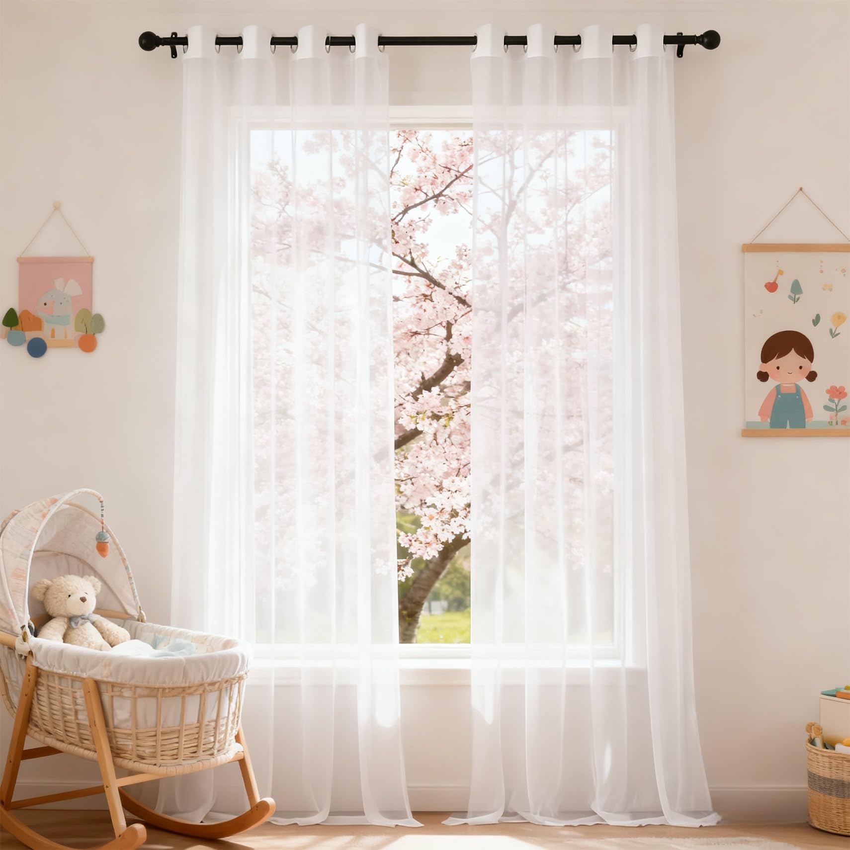 Cortina Ventana Visillos Salon para Comedor Cocina y Dormitorio Blanco