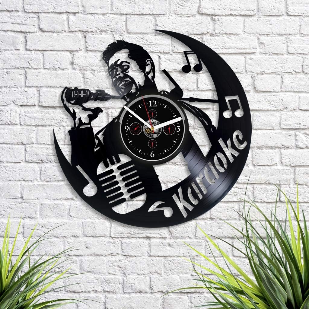 Exclusive Wall Clock Karaoke Gift Karaoke Wall Clock Vinyl Wall Clock Vintage Vinyl Record Karaoke Art Wall Clock 12 Inch Birthday Gift New Year Gift Idea for Woman Karaoke Home Decor