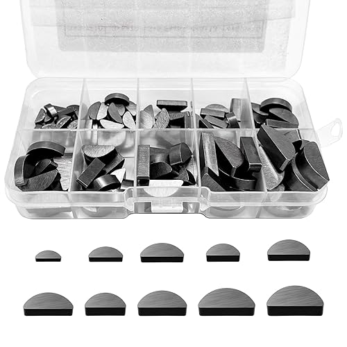 120PCS Woodruff Key Assortment Kit, 10 Sizes Carbon Steel Semicircle
