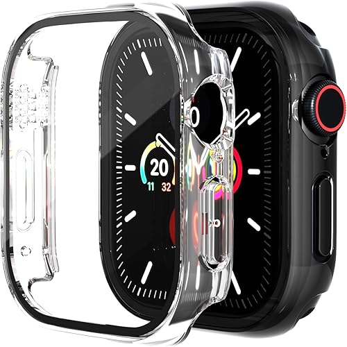 Miniatura 11 de Paquete de 2 fundas de vidrio templado compatibles con Apple Watch SE 3 (2025) SE Series 6 Series 5 Series 4 de 1.732 pulgadas, protector de negro (