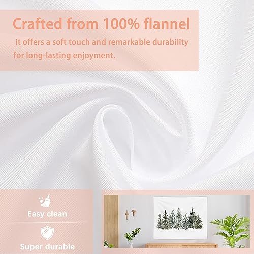 Miniatura 3 de AQYIP Tapiz de árbol de Navidad, tapiz de Navidad verde bosque, bosque de pino, paisaje, decoración de pared para el hogar, dormitorio, sala de