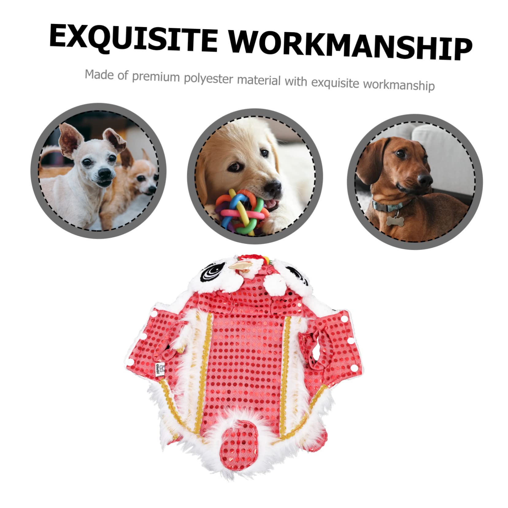Sosoport 2pezzi Costume Da Cane Stile Danza Del Leone Per Festività Abbigliamento Divertente Per Anno Vestito Per Cani Di Piccole Comodo e Leggero Per Chihuahuas Pomeraniani e Pug