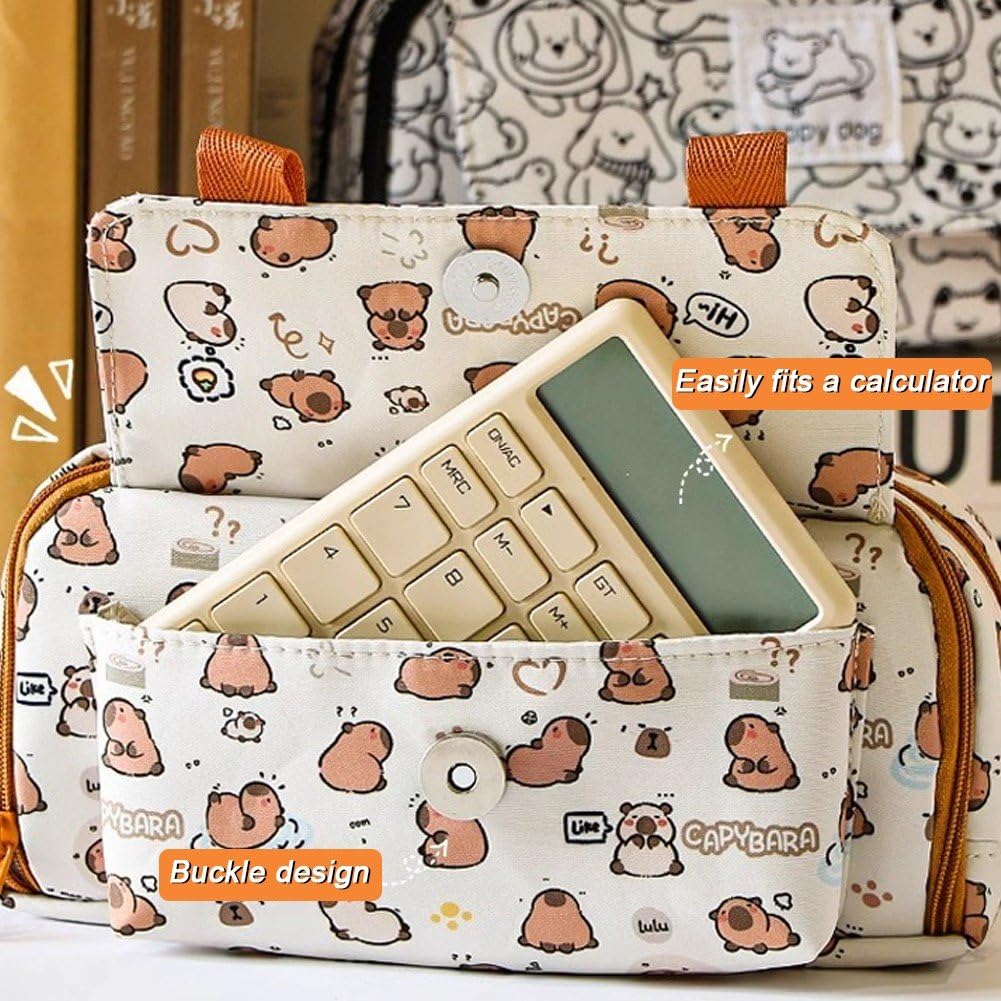 Trousse Kawai Capybara Trousse à Crayons Capybara Avec Grande Capacité, Compartiments Transparents Pour Trousse Kawaii Fille
