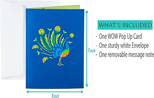 Miniatura 6 de WOWPAPERART Peacock - Tarjeta de felicitación desplegable 3D para todas las ocasiones, amor, cumpleaños, Navidad, nota de mensaje personalizada,