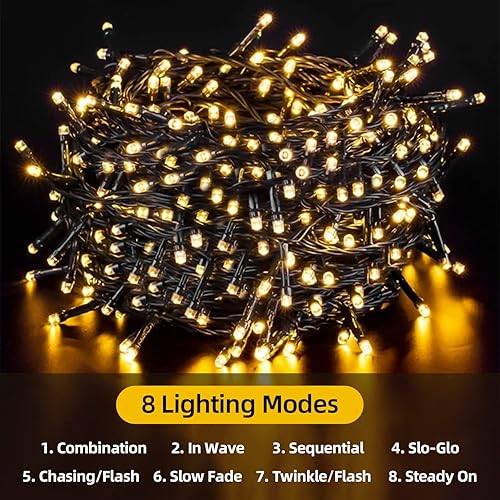 Miniatura 4 de Guirnalda de luces solares para exteriores, impermeables, ultra brillantes, paquete de 2 luces de hadas de 100 L, 8 modos, luz de jardín, decoración