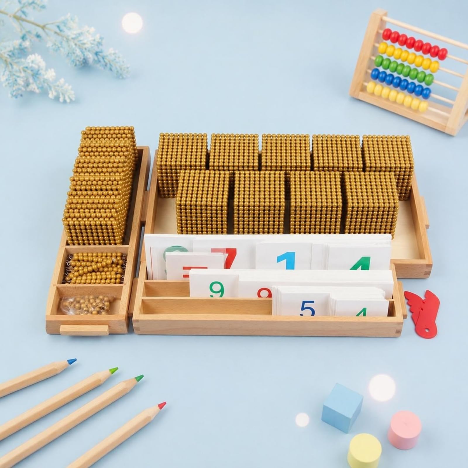 Juego Aritmético Infantil Juego Matemático Set de Tarjetas Numéricas Bloques de Tablero de Símbolos en Madera y para Aprender Números y Cálculo, Amarillo, Amarillo