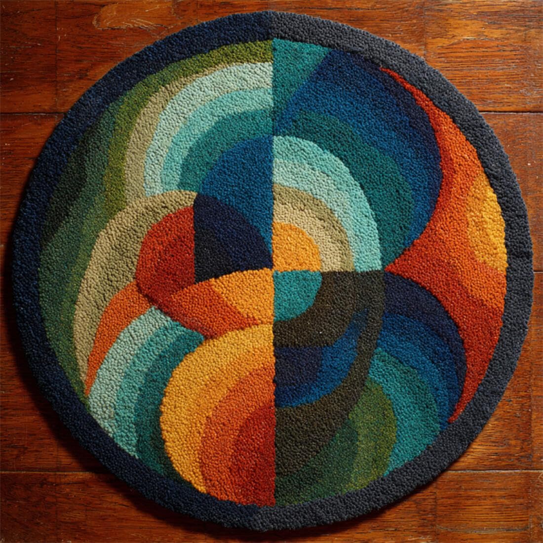 Rqwybcaxn DIY Latch Hook Rug Kit for Beginners Crochet Starter Kit Abstract Patterns 60x60cm Round Large Rug Making Kits Bedroom Handmade Gift