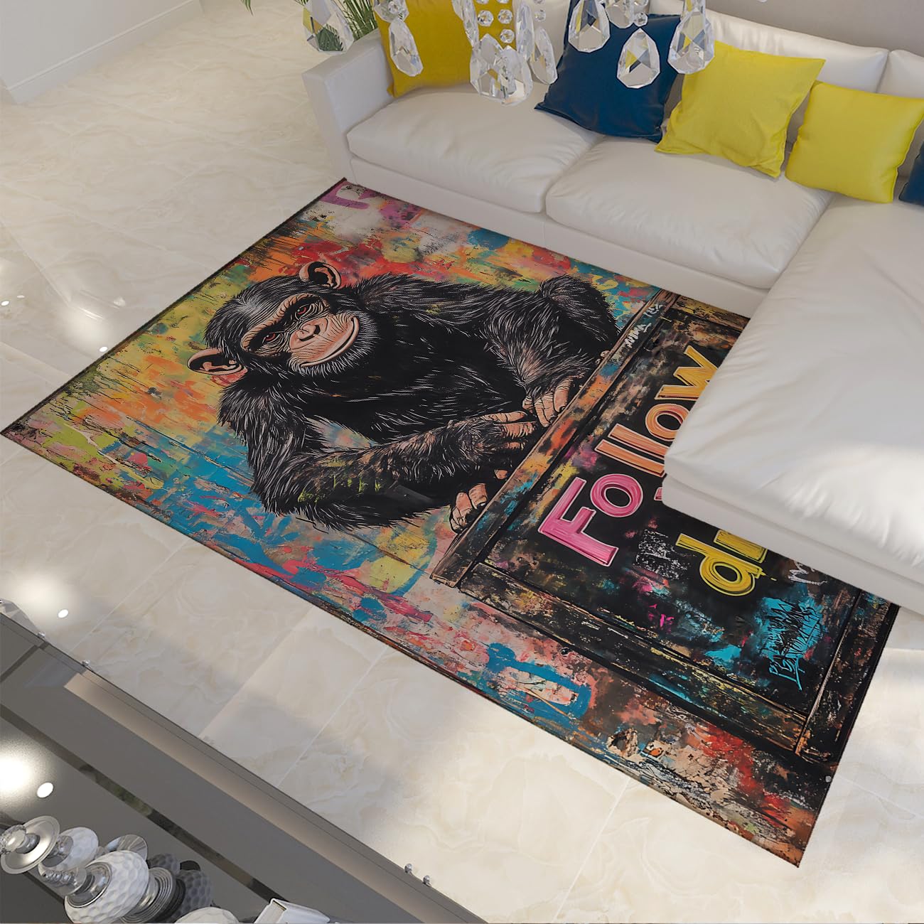Tapis de salon moderne et descente de lit pour chambre au motif graffiti