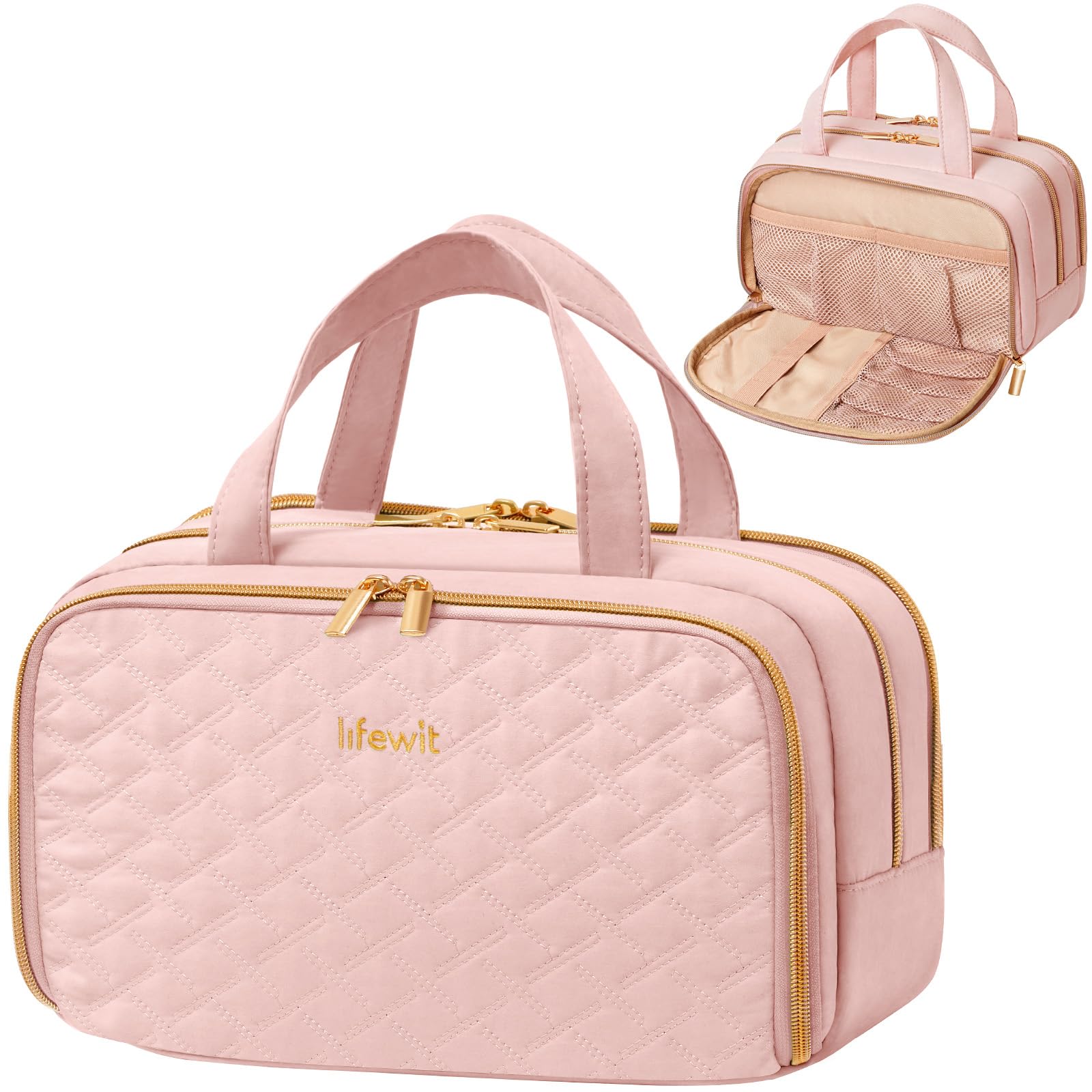 Lifewit Reise Kulturtasche Damen, Wasserabweisende Kulturbeutel mit Nassfach, Tragbare Schminktasche Waschtasche Organizer für Make up, Zubehör, Shampoo, Oilettenartikel, Alltag