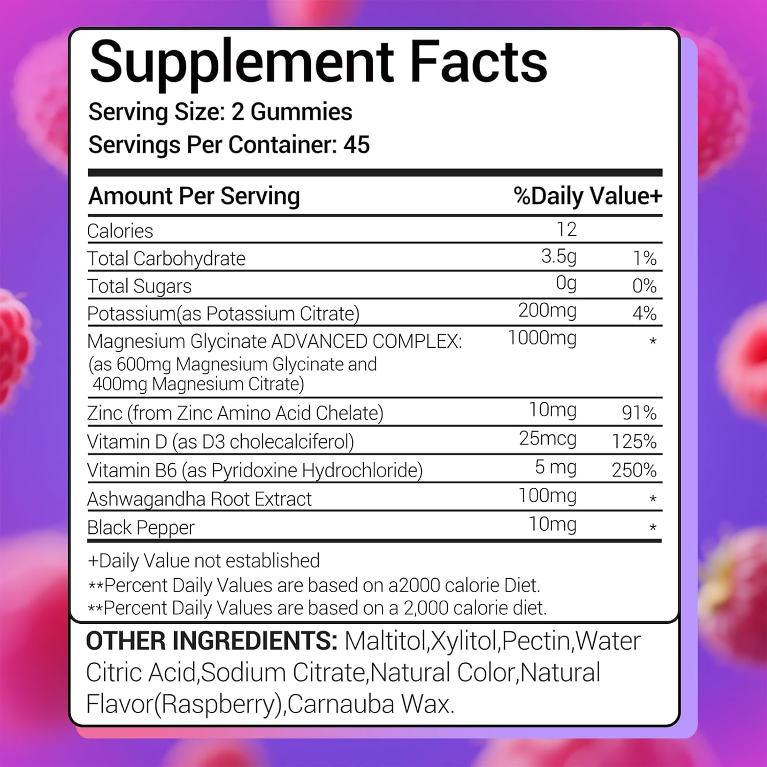 Potassium Magnesium Gummies 1200 mg for Adults Sugar-Free High Absorption Magnesium Glycinate Supplement,Supports Leg Cramps,Muscle,Heart Health,Non-GMO Magnesium Gummy Raspberry Flavor 90 Count - Image 8