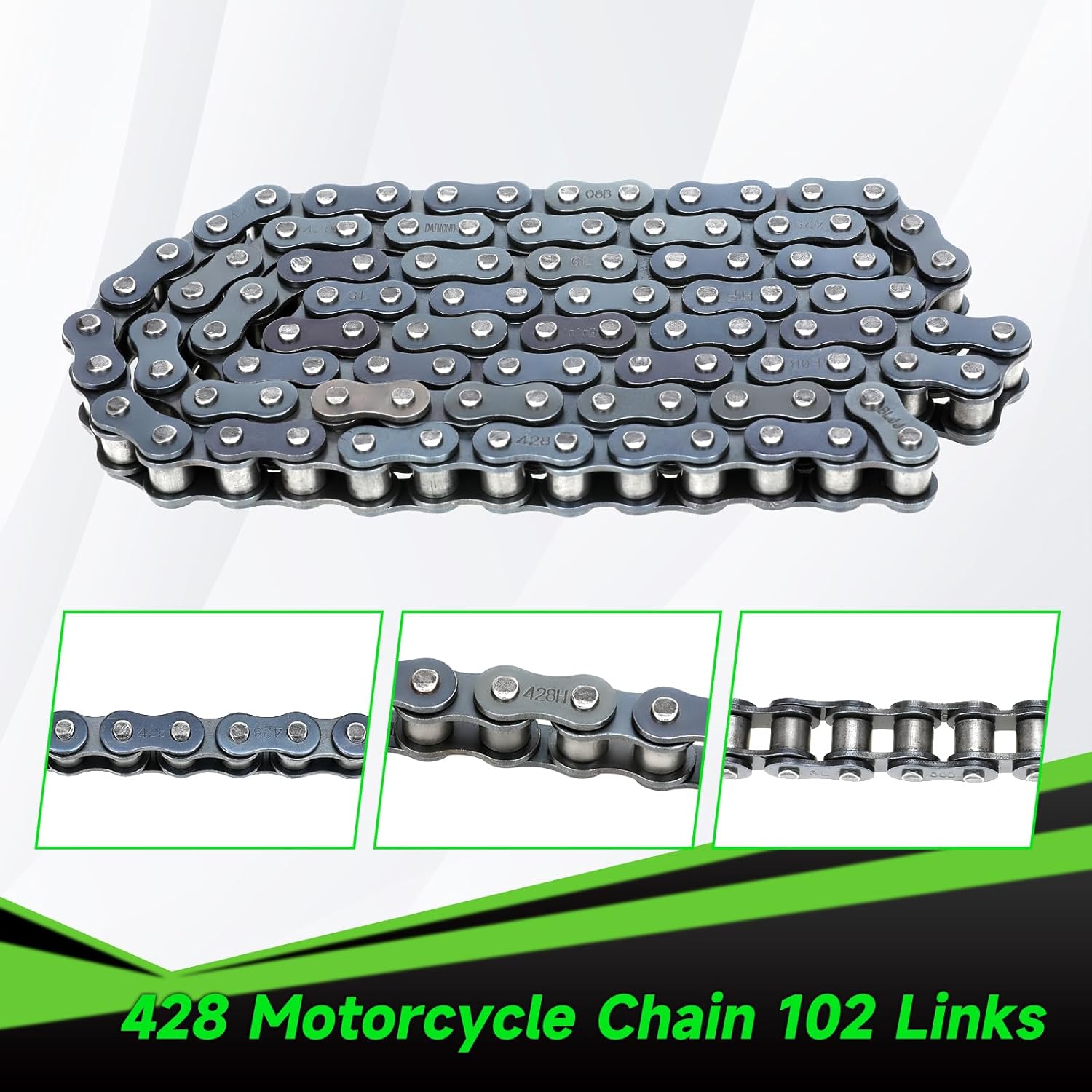 428 Drive Chain 102 Links with 17T Front Engine Sprocket Compatible with 110cc 125cc 50cc 90cc CRF50 XR50 YZ80 TTR Tao tao Coolster Pit Dirt Bike Vitacci Kazuma ATV Quad 4 Wheeler Go Kart Parts