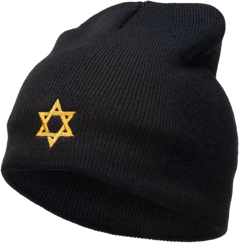 e4Hats.com Jewish Star of David Embroidered Short Beanie