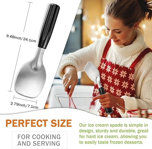 Vista 2 de 2 piezas de pala para helado, pala de helado, paleta de helado de acero inoxidable con mango de plástico, resistente y duradero, a prueba de doblez
