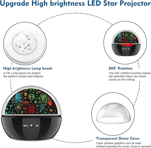 Miniatura 3 de Proyector de luz nocturna de dinosaurio para niños, juguetes de dinosaurio para niños, luces nocturnas de bebé con rotación de 360 grados, luz