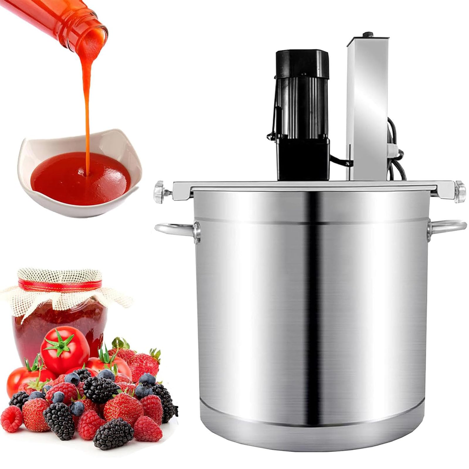 YXYLJOZ 20l/25l/40l Automatic Pot Stirrer Mixer,Commercial Automatic Food Mixer,Stirring Speed Adjustable,4 Blade Scraper,For Sauces/Jams/Meat Sauces/Chili Sauces (40L)