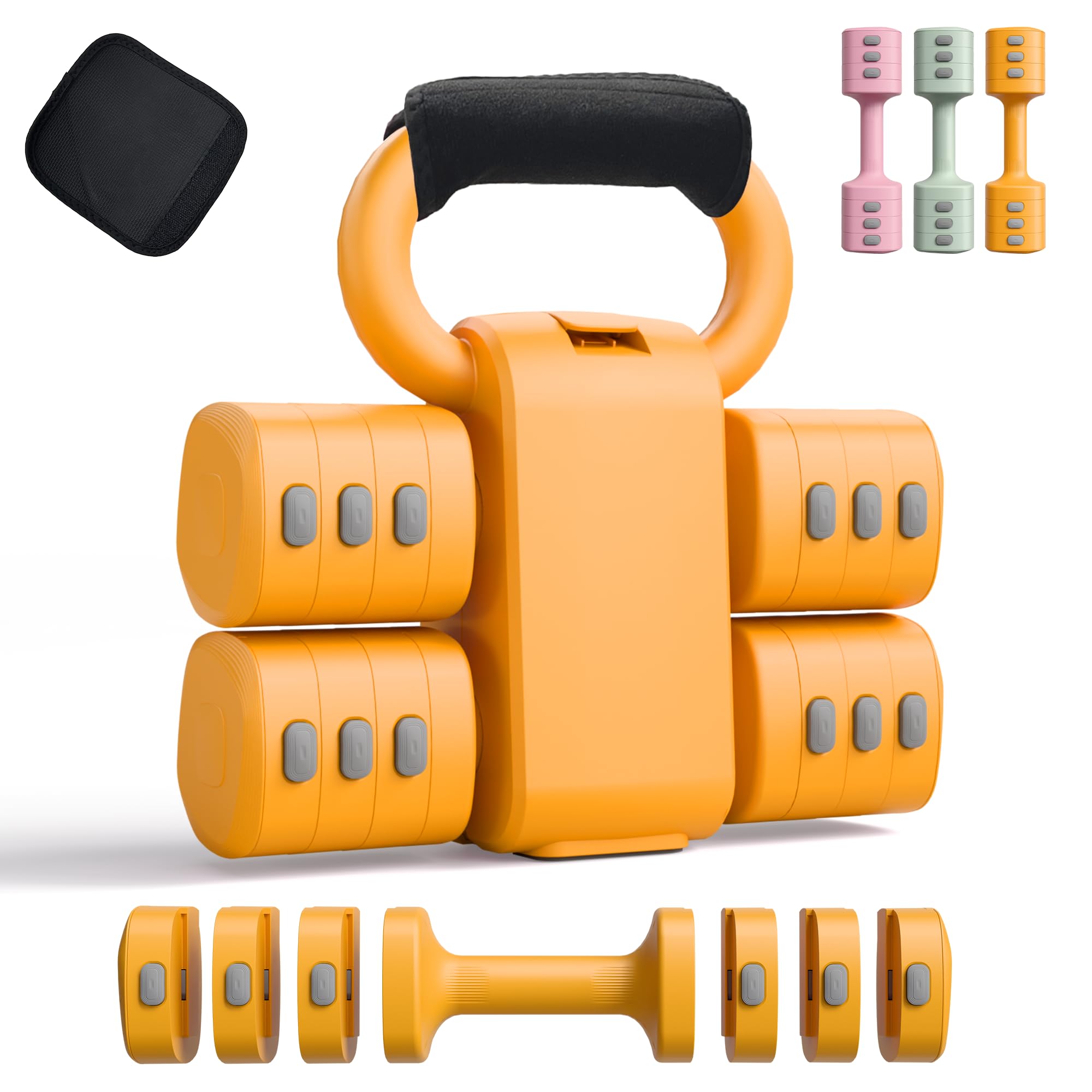 Zestaw hantli 2 w 1 dla kobiet – 4 stopnie (2,2 lbs do 12,1 kg) – domowe urządzenie fitness dla kobiet w domu – hantle fitness