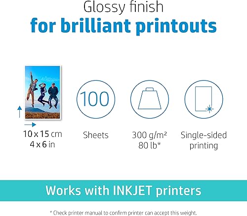 Miniatura 2 de HP Premium Plus CR668A Papel fotográfico brilloso de 4 x 6 pulgadas Paquete de 100 hojas