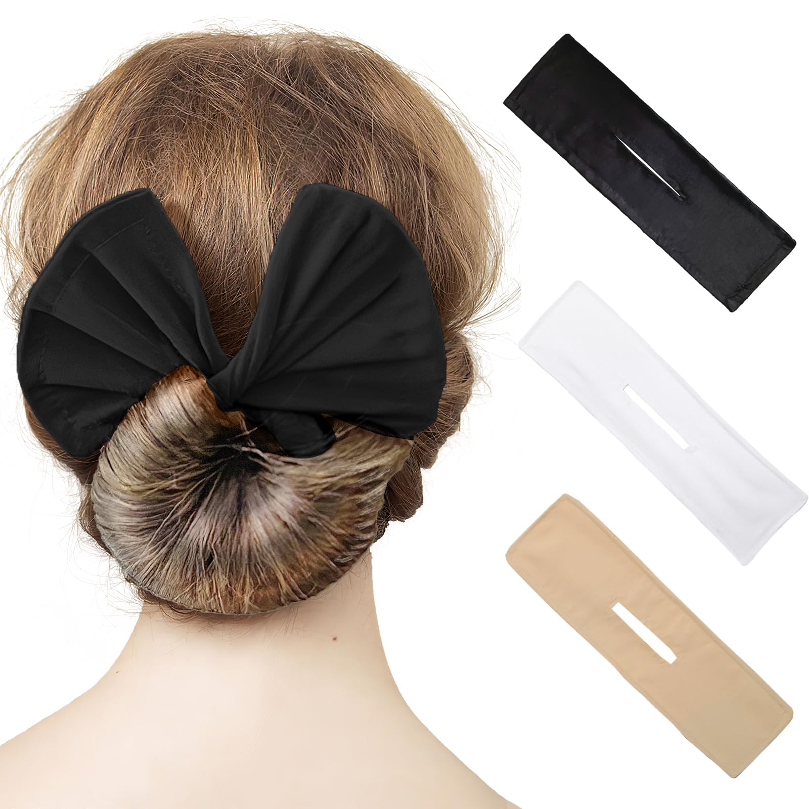 3 Pieces Deft Hair Bun Maker for Twister - Fashionable Lazy Curler with Strong Flexible Bow, Cute French Twist Tool for Women & Girls Hairstyle (Black, White, Nude)