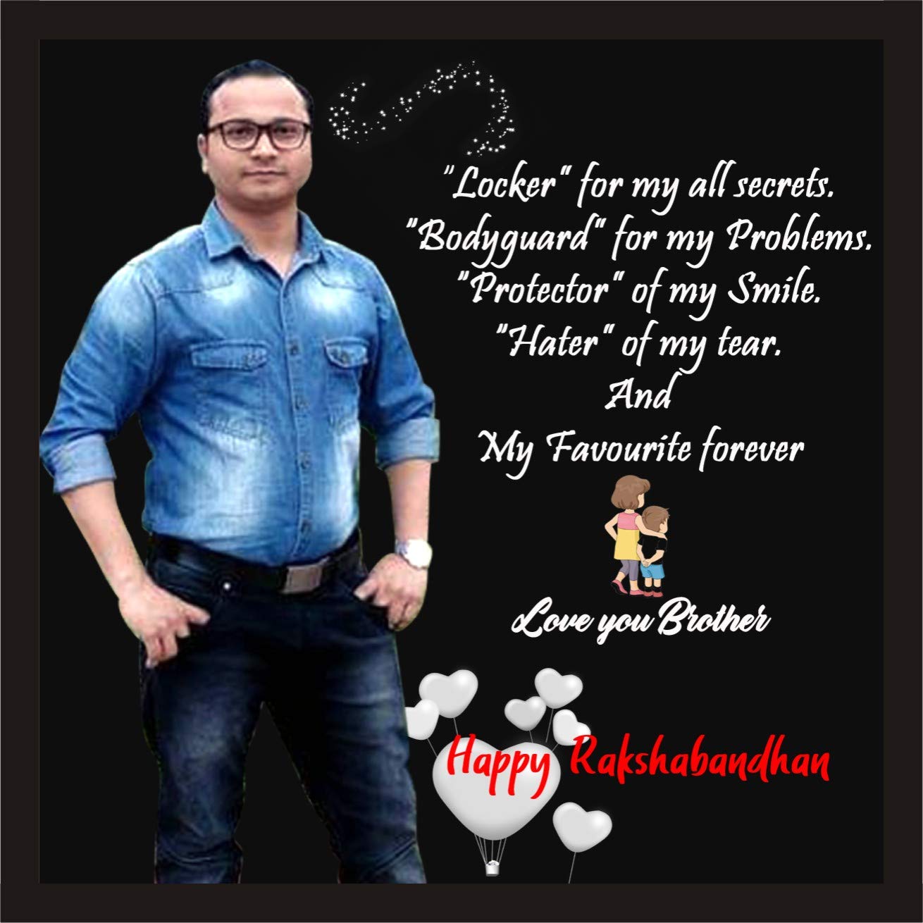 Express-O-Board Personalised Rakshabandhan Gift Photo Frame for Brother (12 In x 12 In)