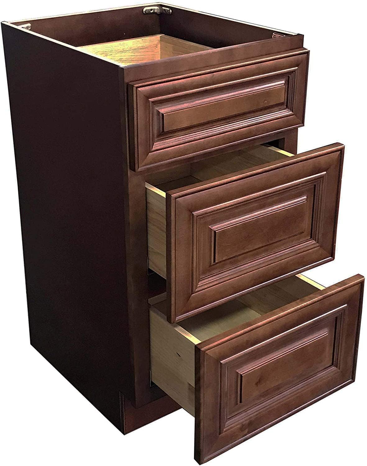 3 Drawers Bathroom Vanity Base, Bathroom Drawer Storage RTA Shaker Cabinet (Maple Walnut, 18 inch)